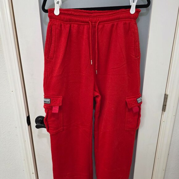 Men’s Dream USA Red Fleece Cargo Sweatpants Size XL –  Drawstring w/ Pockets - Picture 1 of 10